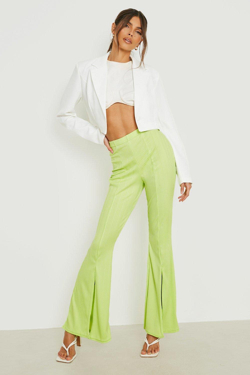 Green store flared trousers